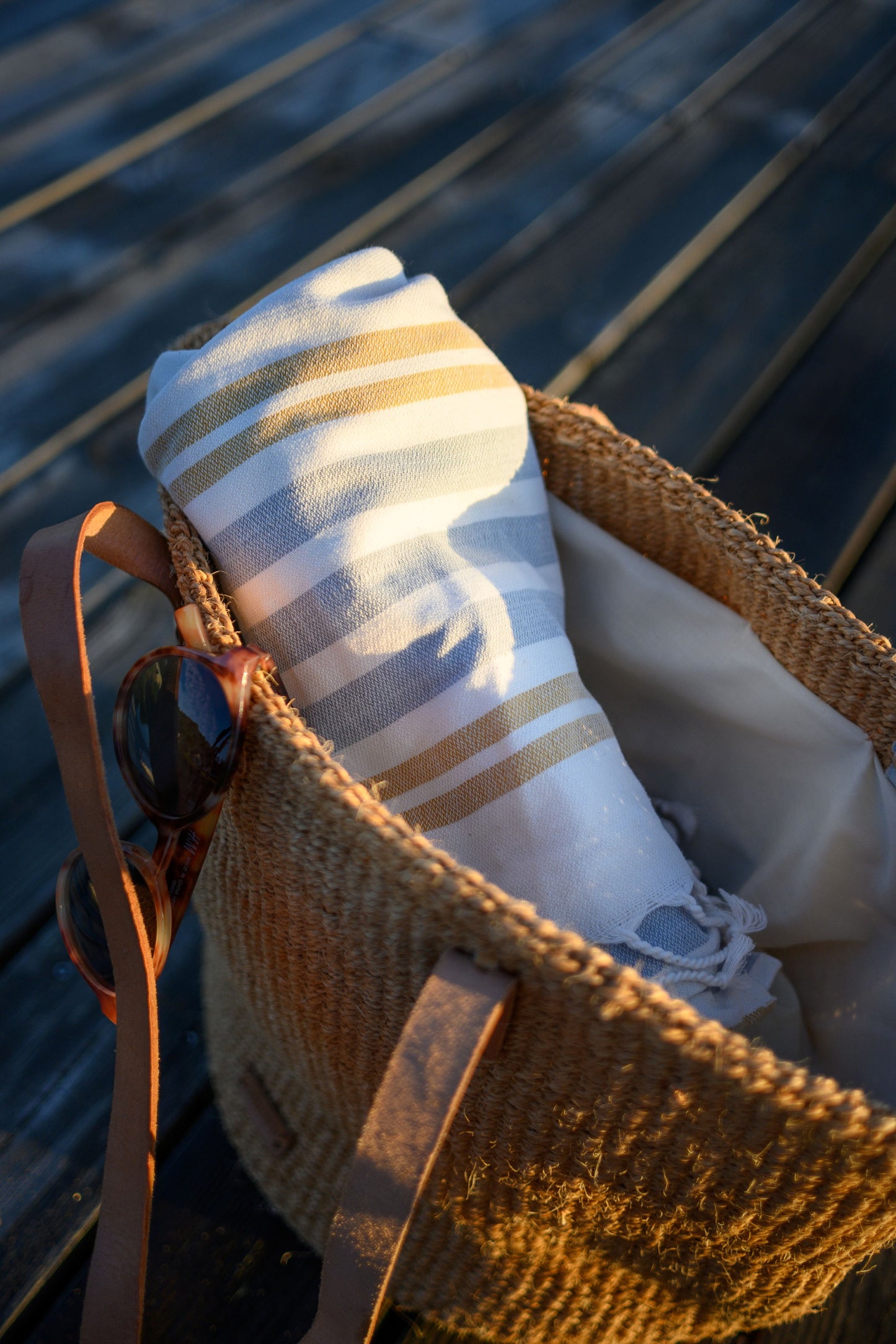 Handloom Turkish Hammam Towel, Blue & Yellow