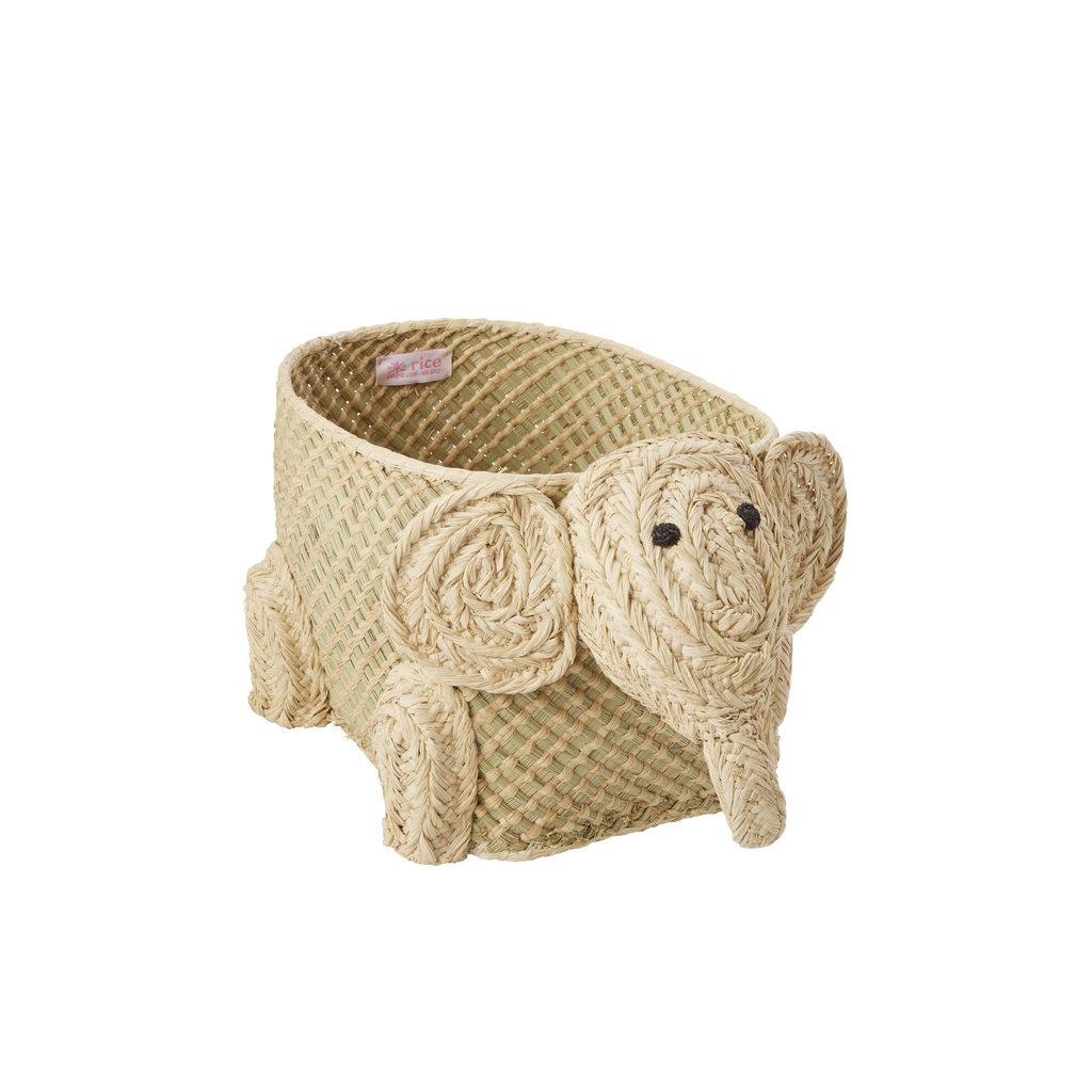 Small Raffia Elephant Seagrass Storage Basket - Natural