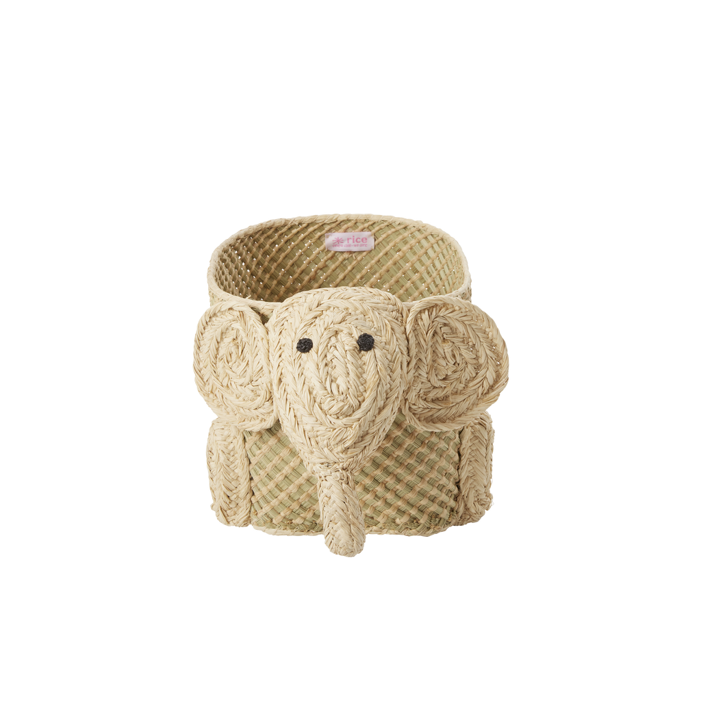 Small Raffia Elephant Seagrass Storage Basket - Natural