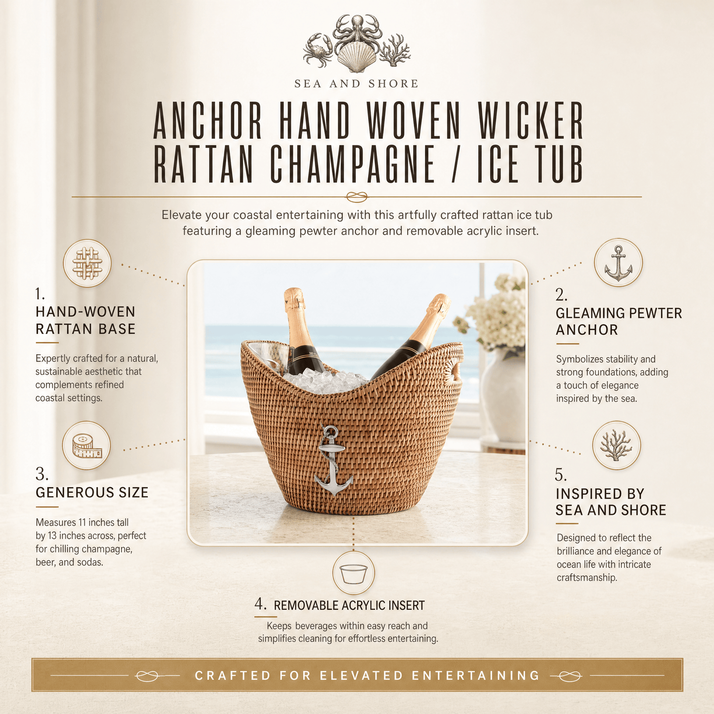 Anchor Rattan Champagne & Ice Tub