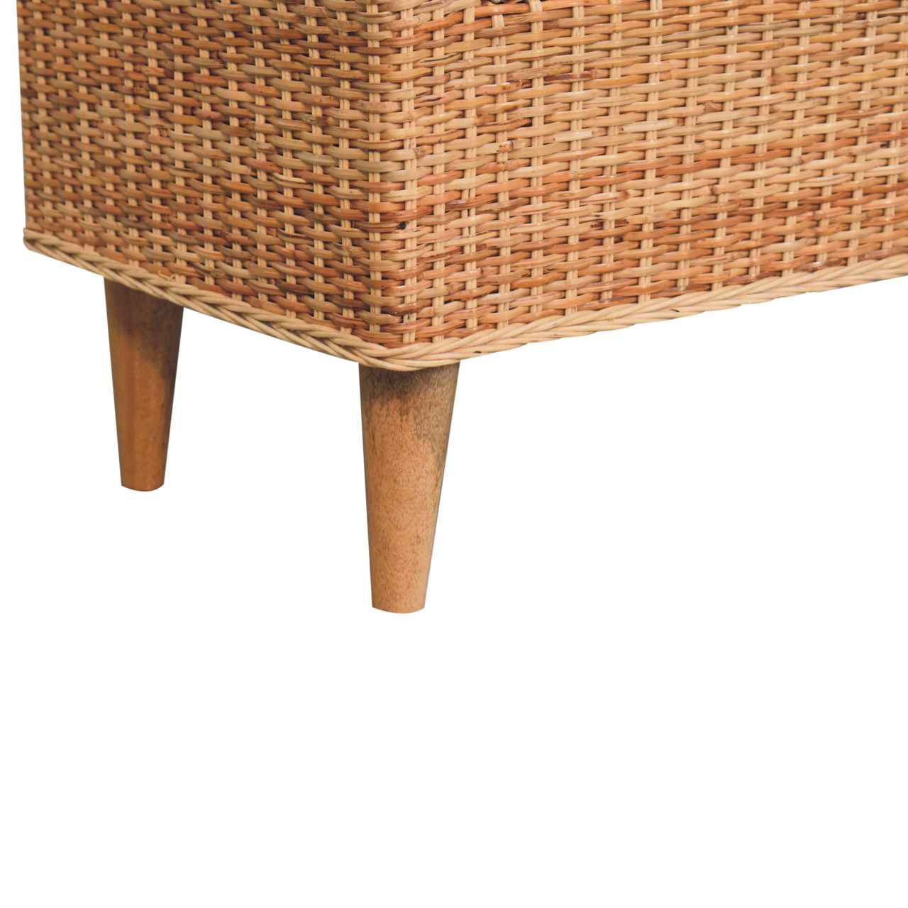 Riviera Woven Bench – Rattan Frame & Boucle Upholstered Seat