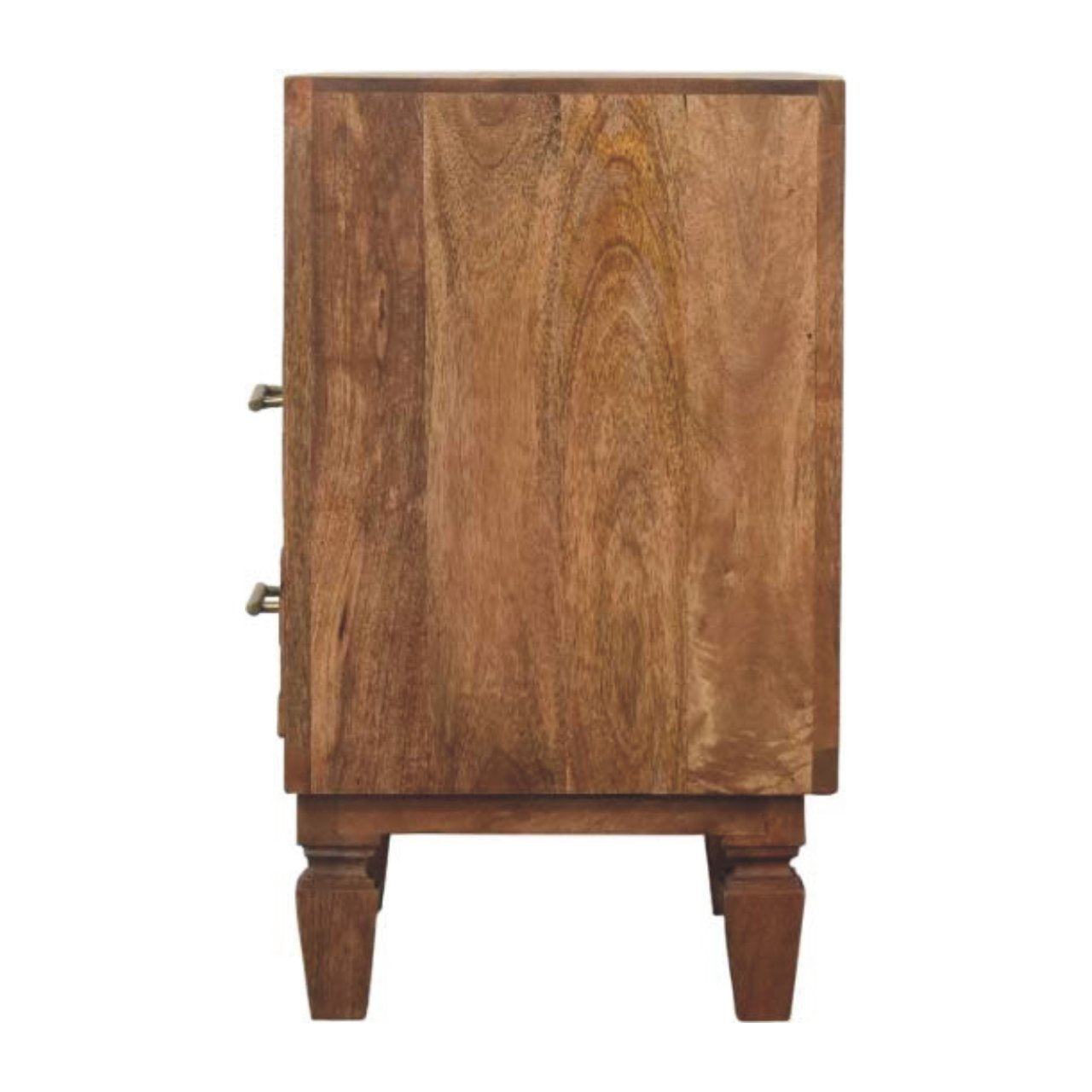 Cadiz Carved Open-Shelf Bedside Table – Solid Mango Wood