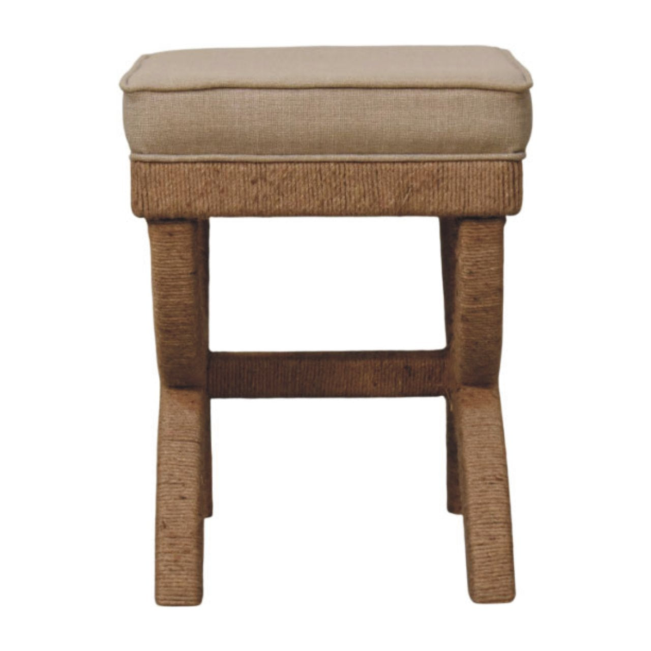 Rattan Arch Bench – Sculptural Curved Legs & Mud Linen Seat