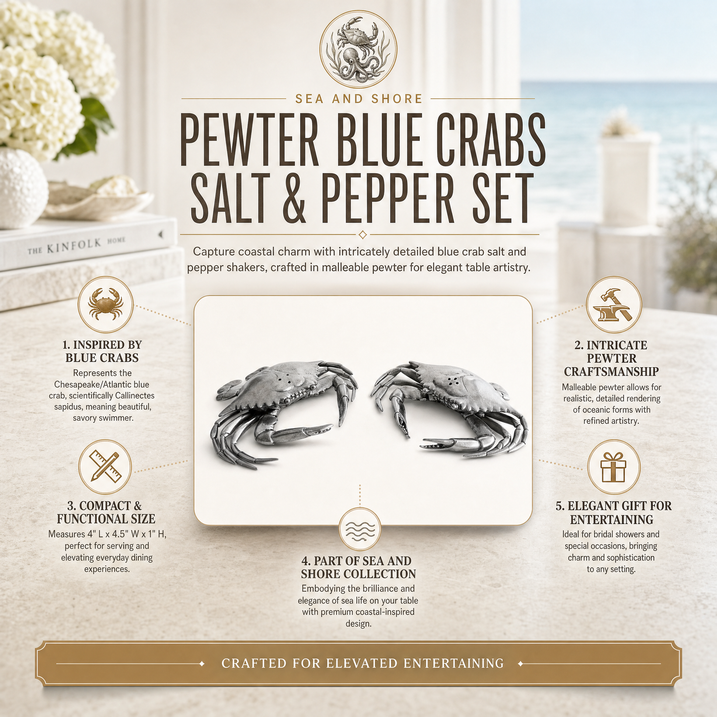Pewter Blue Crabs Salt & Pepper Set