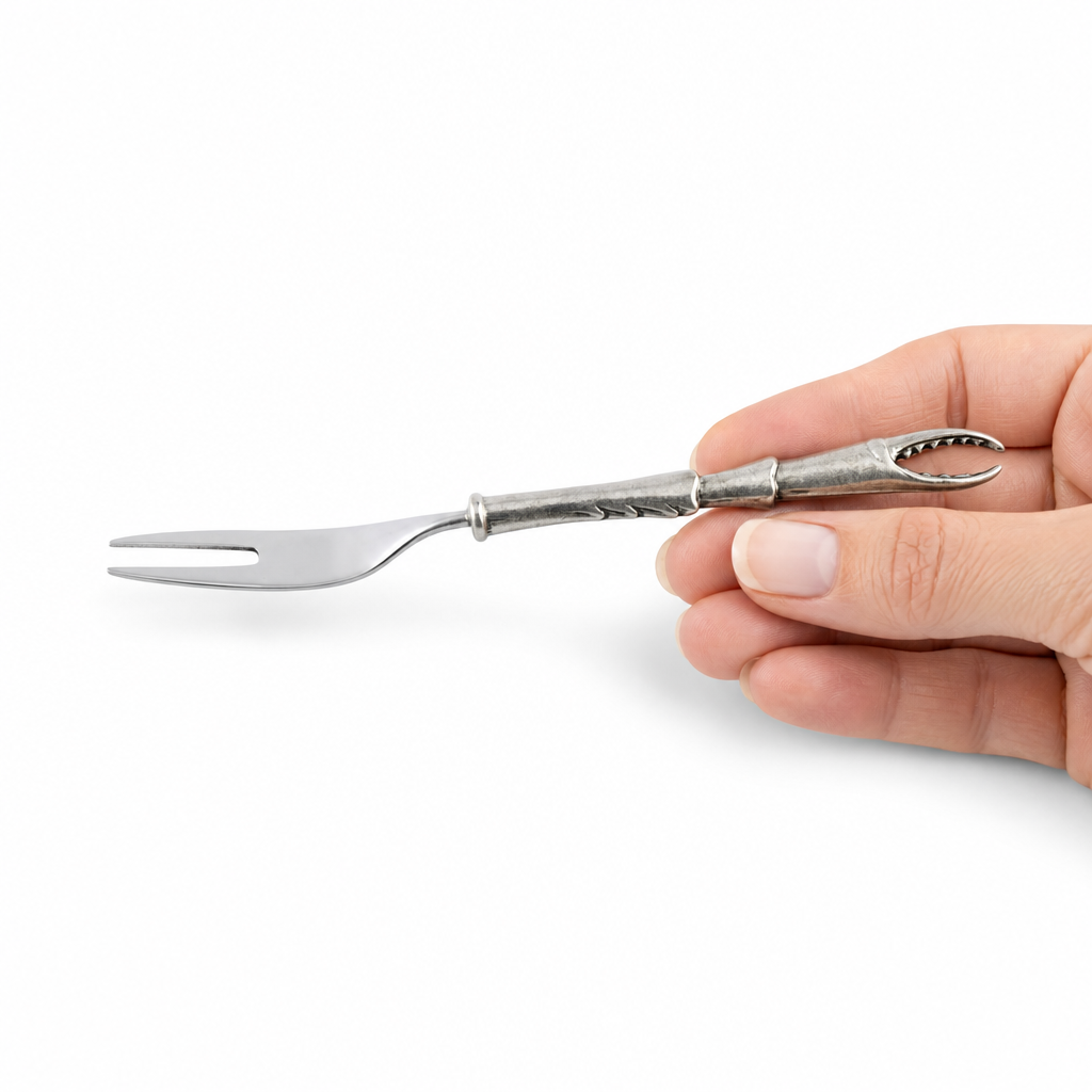 Crab Claw Hors d'Oeuvre Fork - Coastal Pewter Handle Appetizer Fork, Beach House Entertaining & Serveware