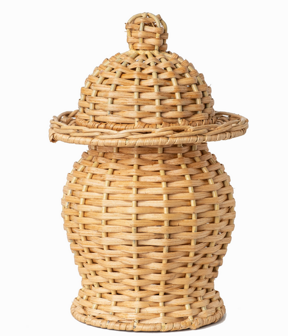 Round Wicker Ginger Jar