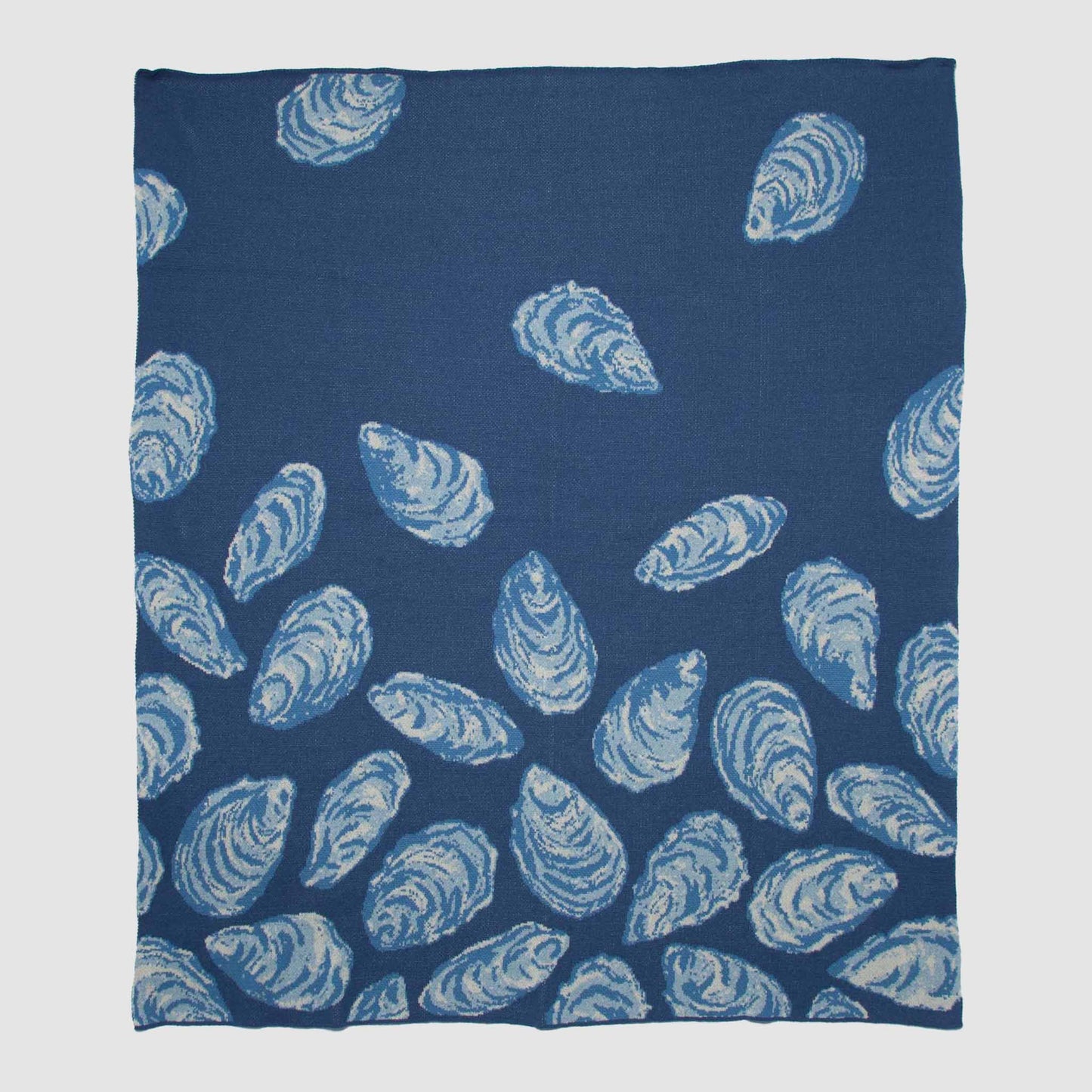 Cotton Sustainable Knit Throw Blanket - Coastal Oyster Pattern, Beach House Decor