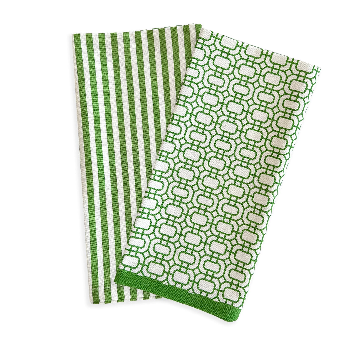 Coastal Kitchen Towels Mixed Set of 2 - Newport Garden Gate and Pinstripe Dish Towels