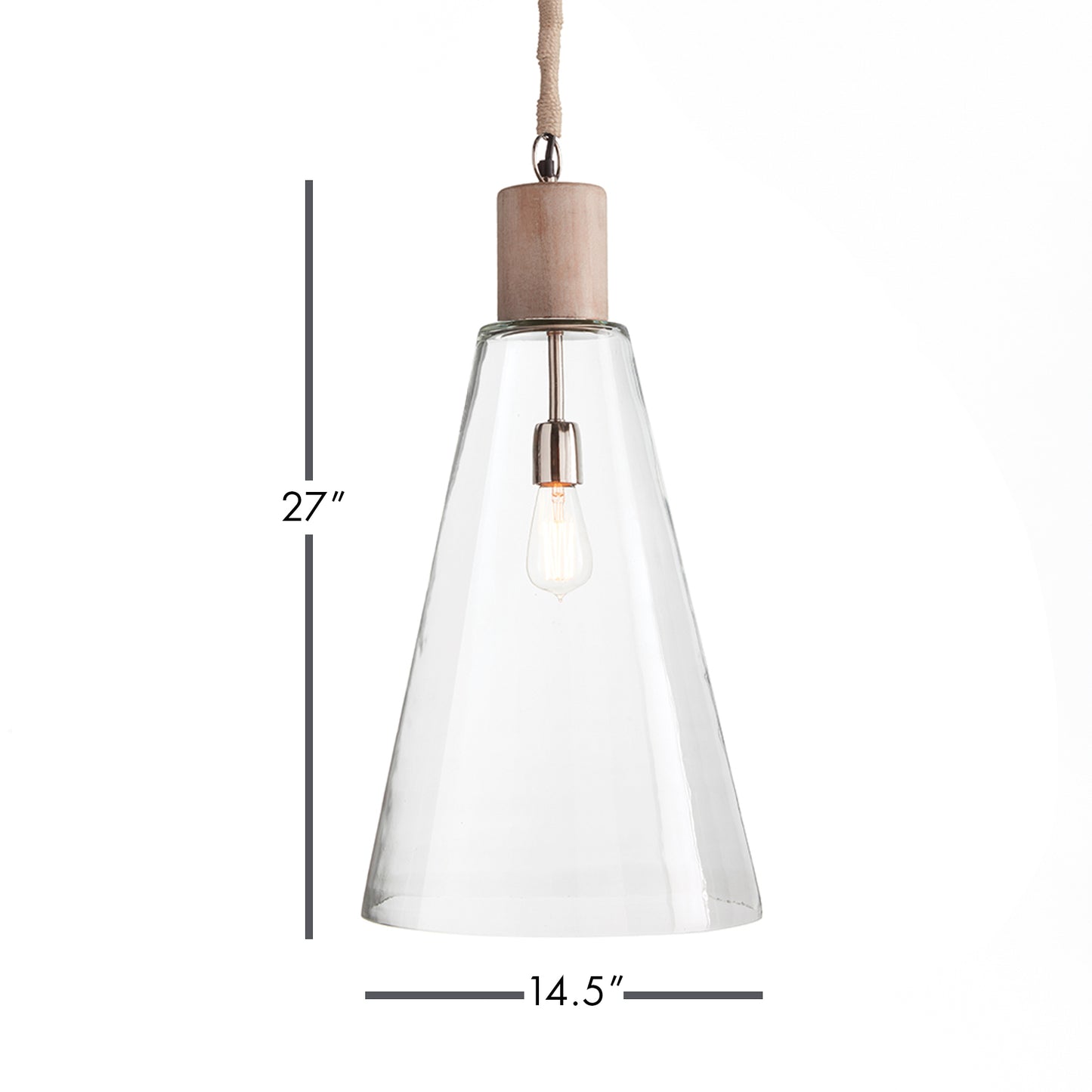 Anselm Pendant Light - Coastal Whitewash Glass & Wood Pendant, Beach House Kitchen Island & Foyer Lighting