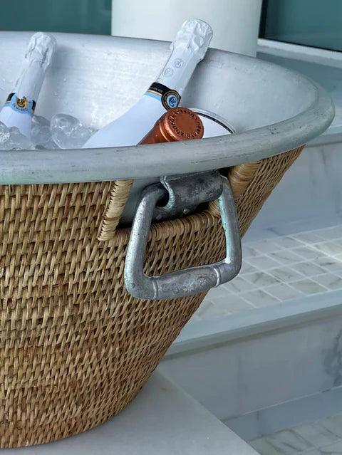Close up of beverage tub with metal insert