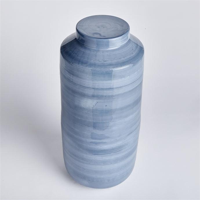 Blue painted ginger jar with lid