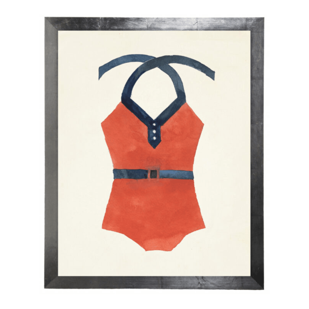 painting of orange and blue bathing suit