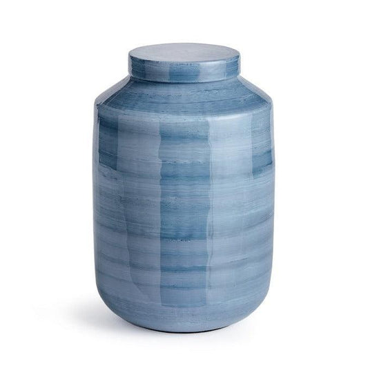 Blue painted jar with lid