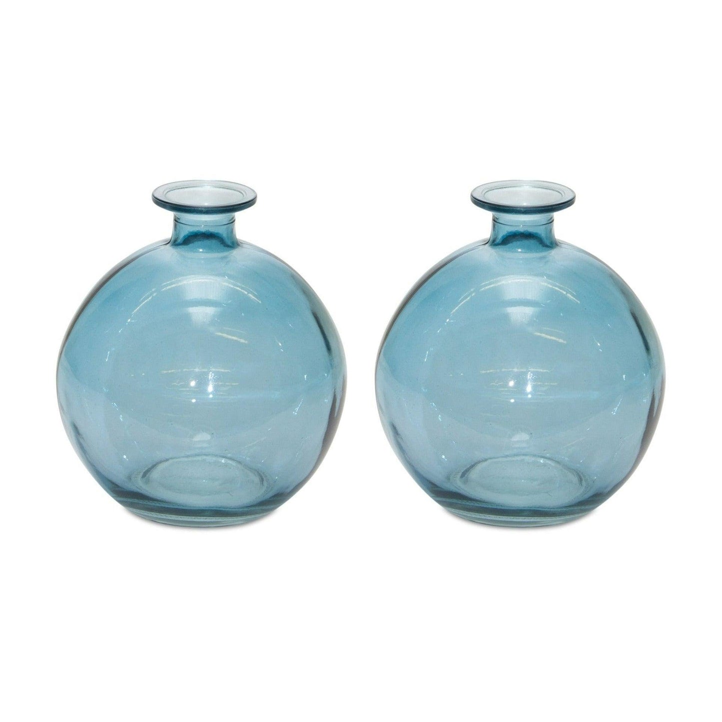Two blue glass vases