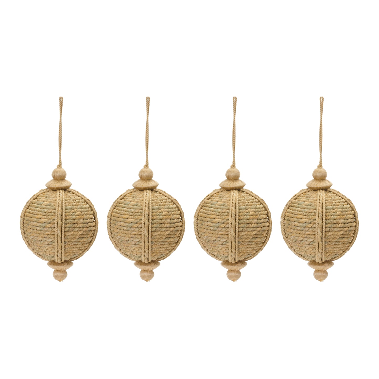 set of four jute christmas ornaments