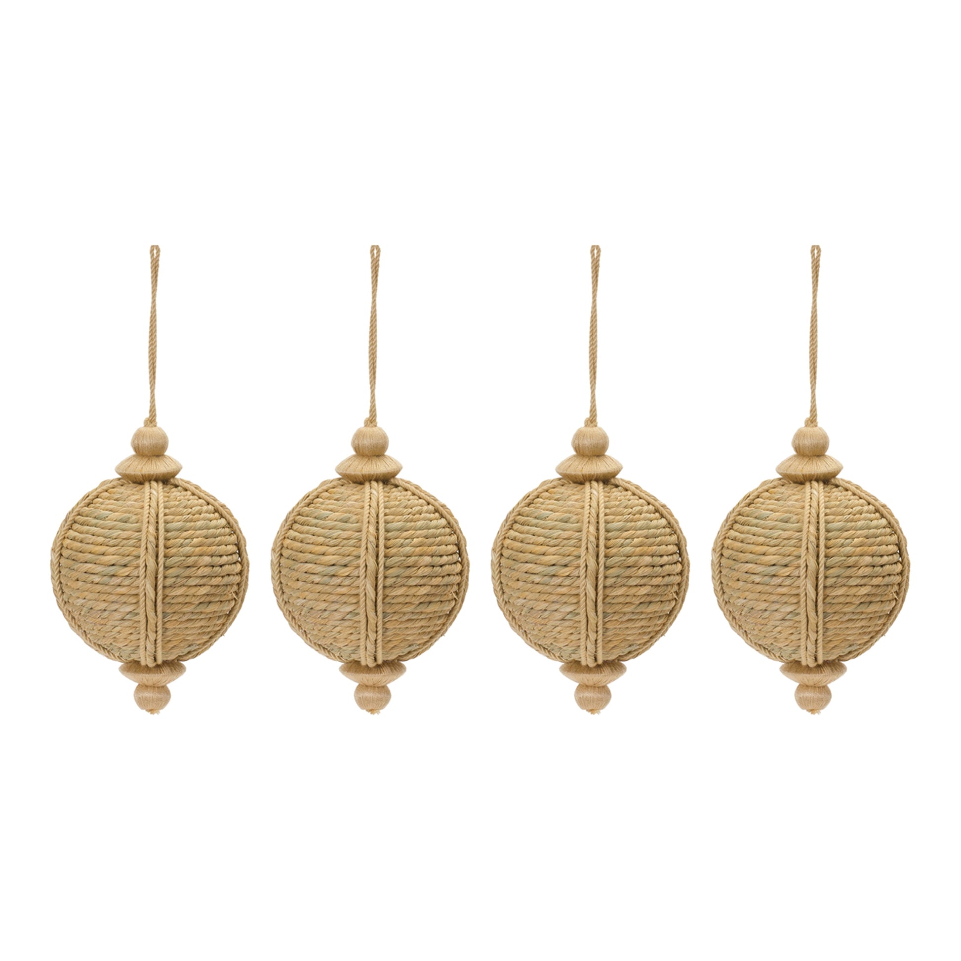 set of four jute christmas ornaments