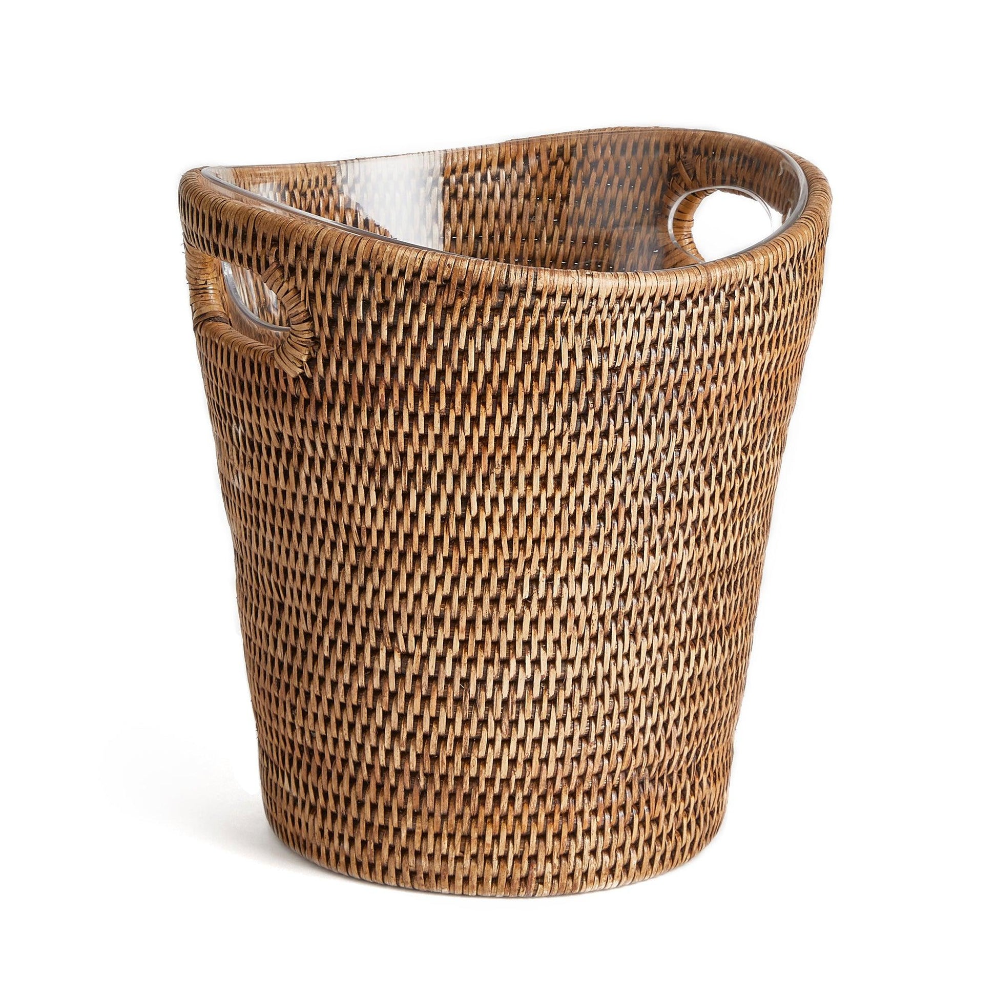 Rattan ice bucket with plastic insert