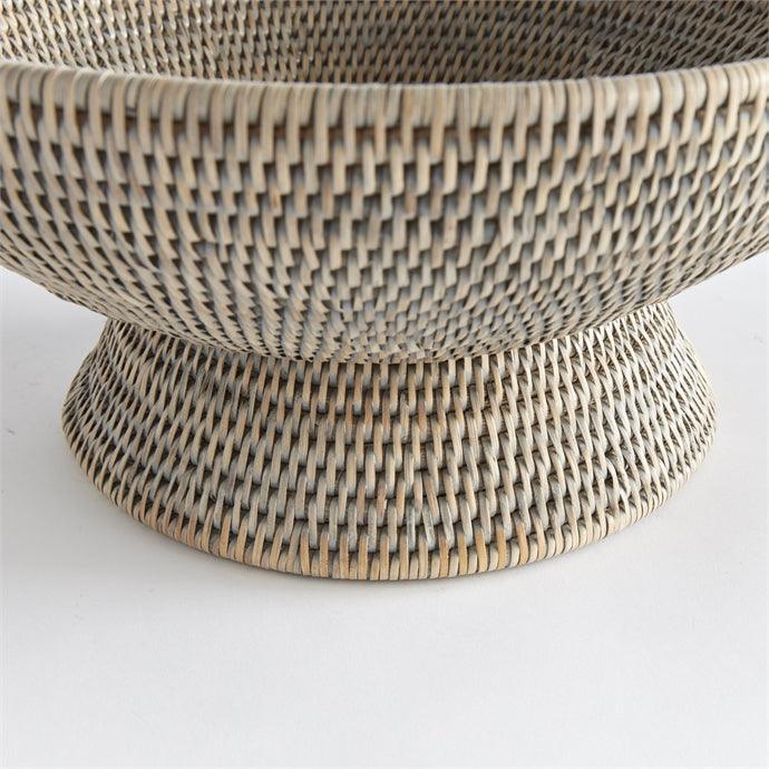 Close up of rattan footed bowl