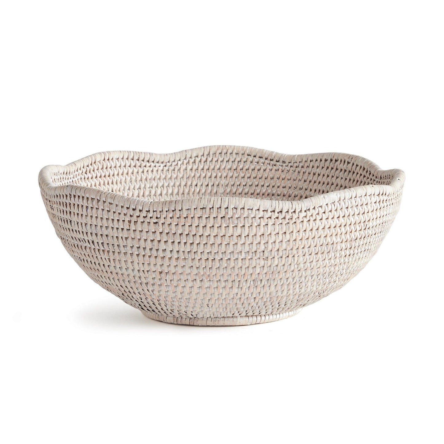 Light color rattan scalloped bowl