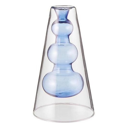 blue candle holder in glass