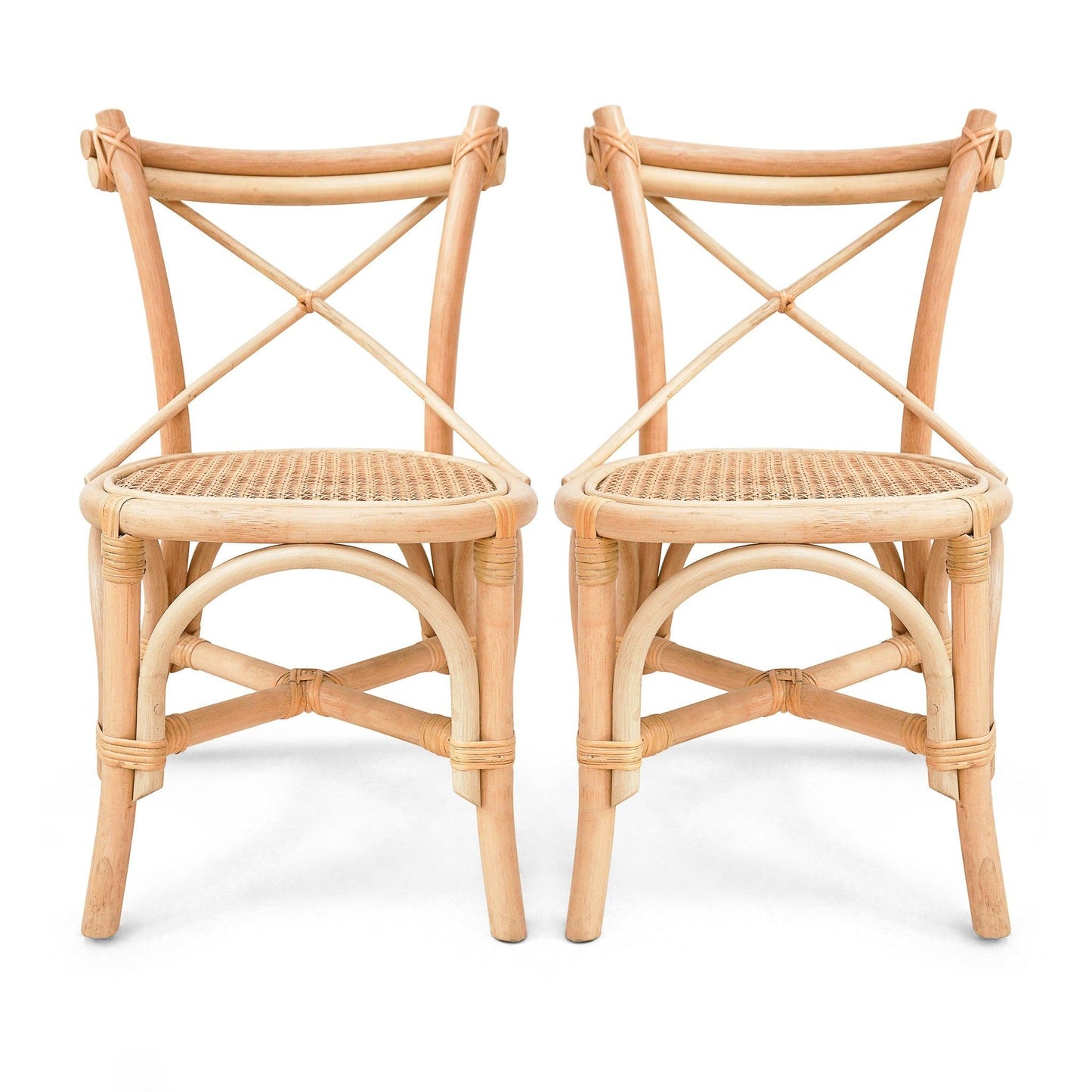 two rattan childrens chairs