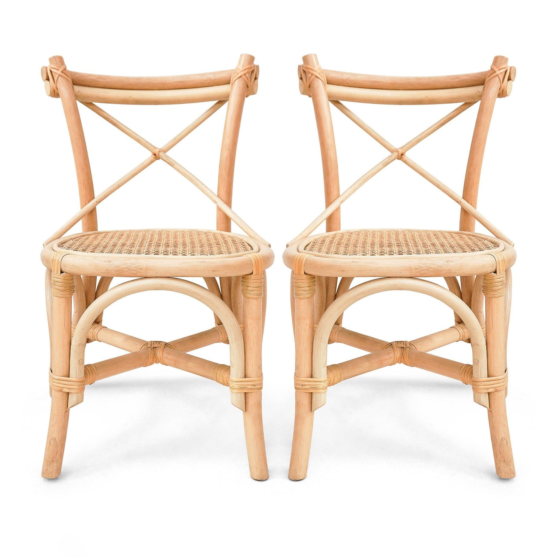 two rattan childrens chairs