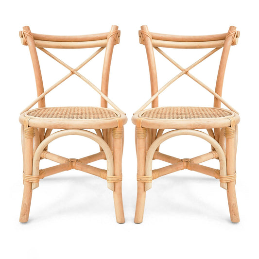 two rattan childrens chairs