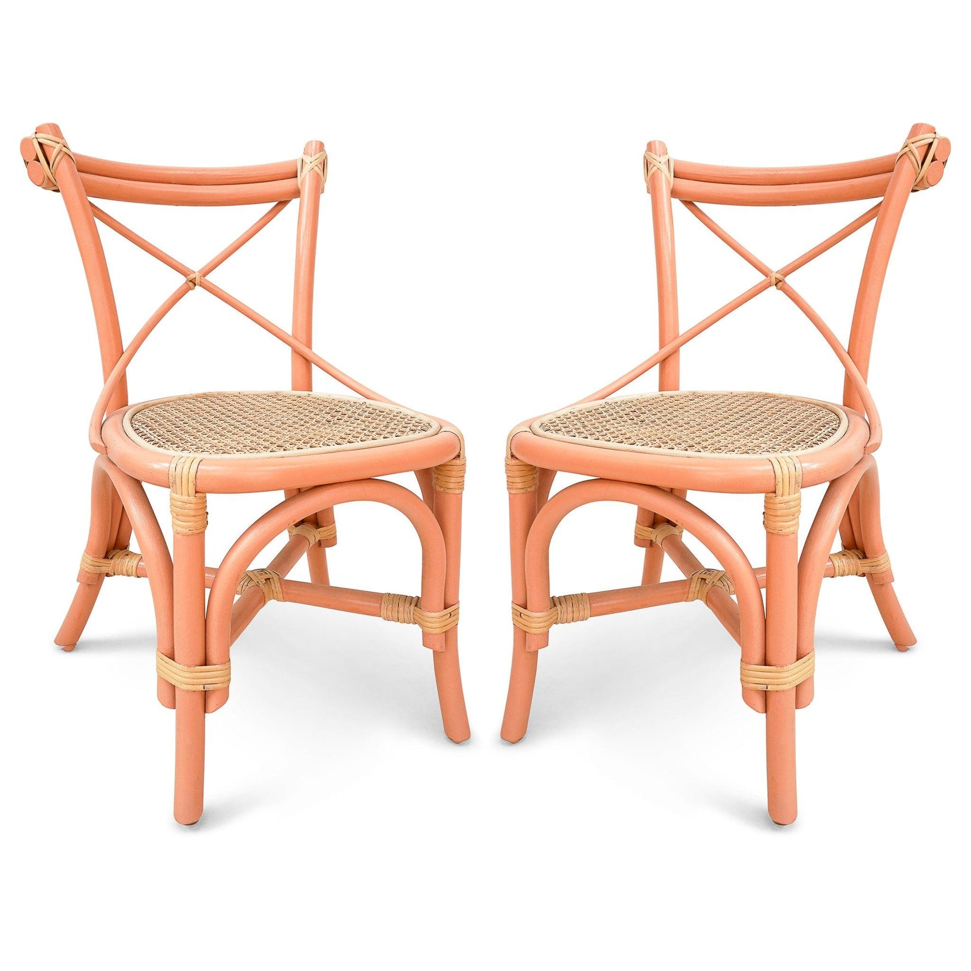 two rattan childrens chairs