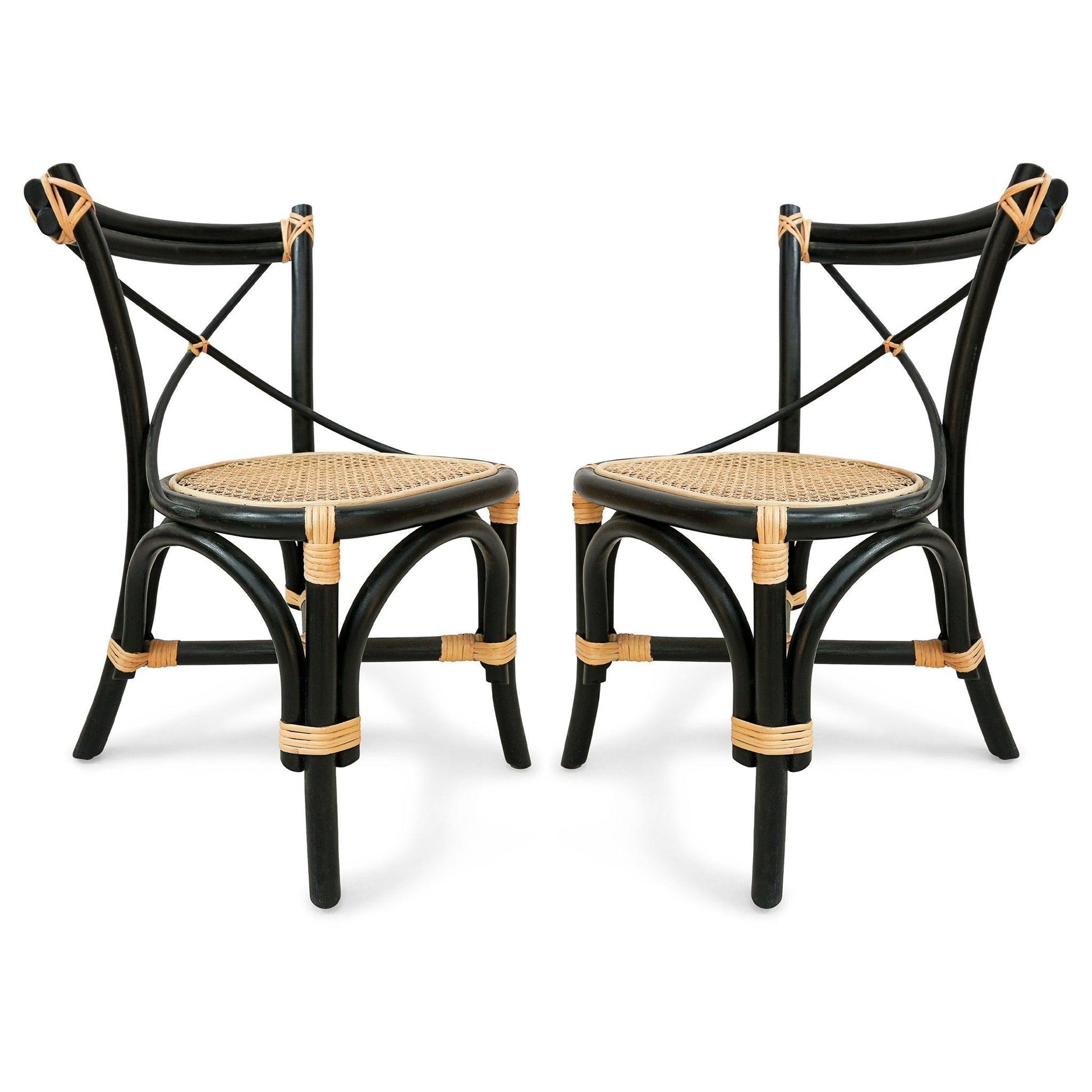 two black rattan childrens chairs