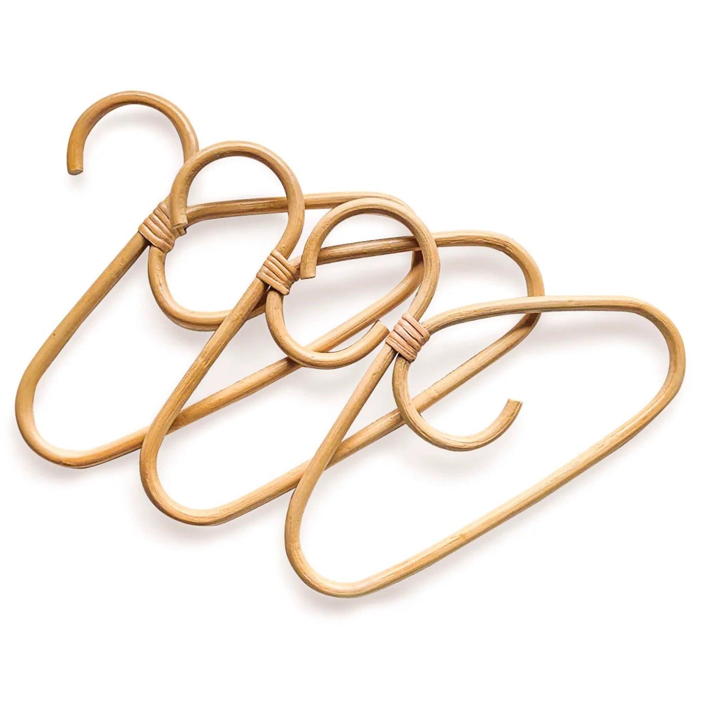 three rattan childrens hangers