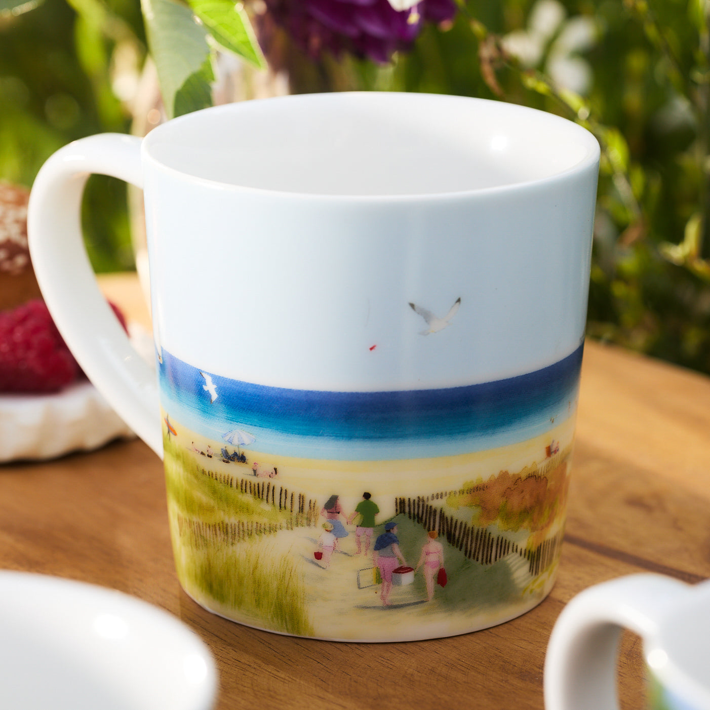 close up of beach coffee mug