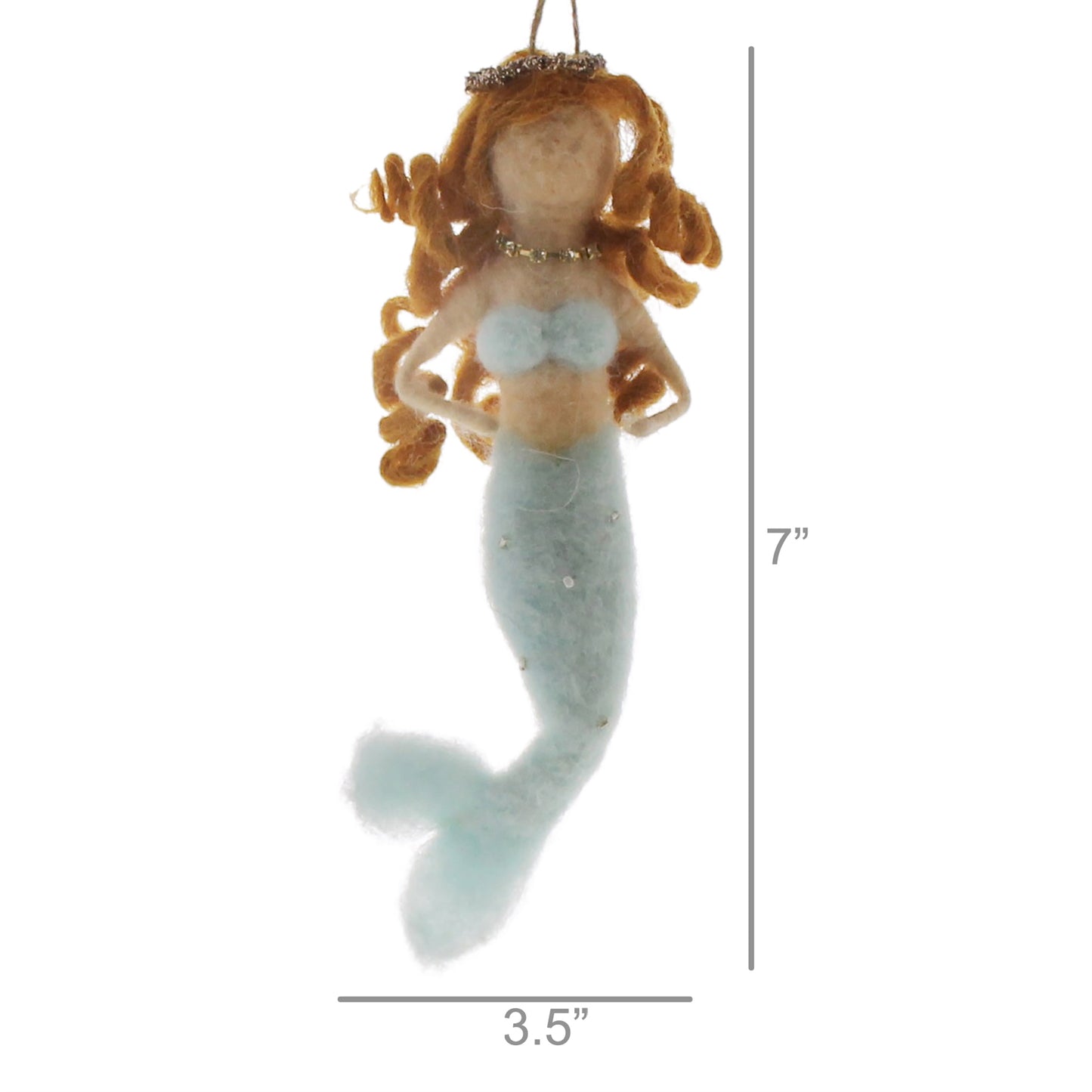 blue felt mermaid christmas ornament