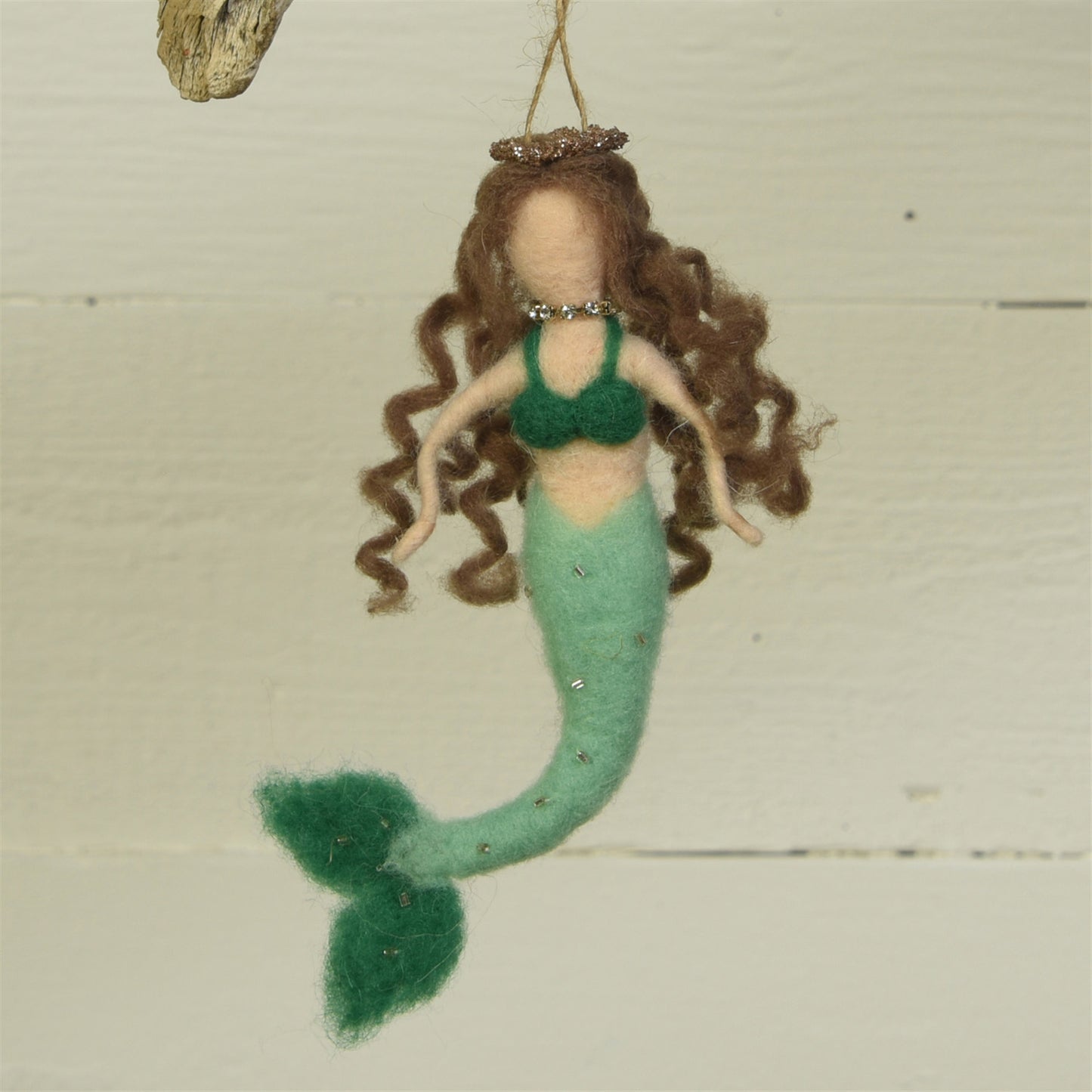 green felt mermaid ornament