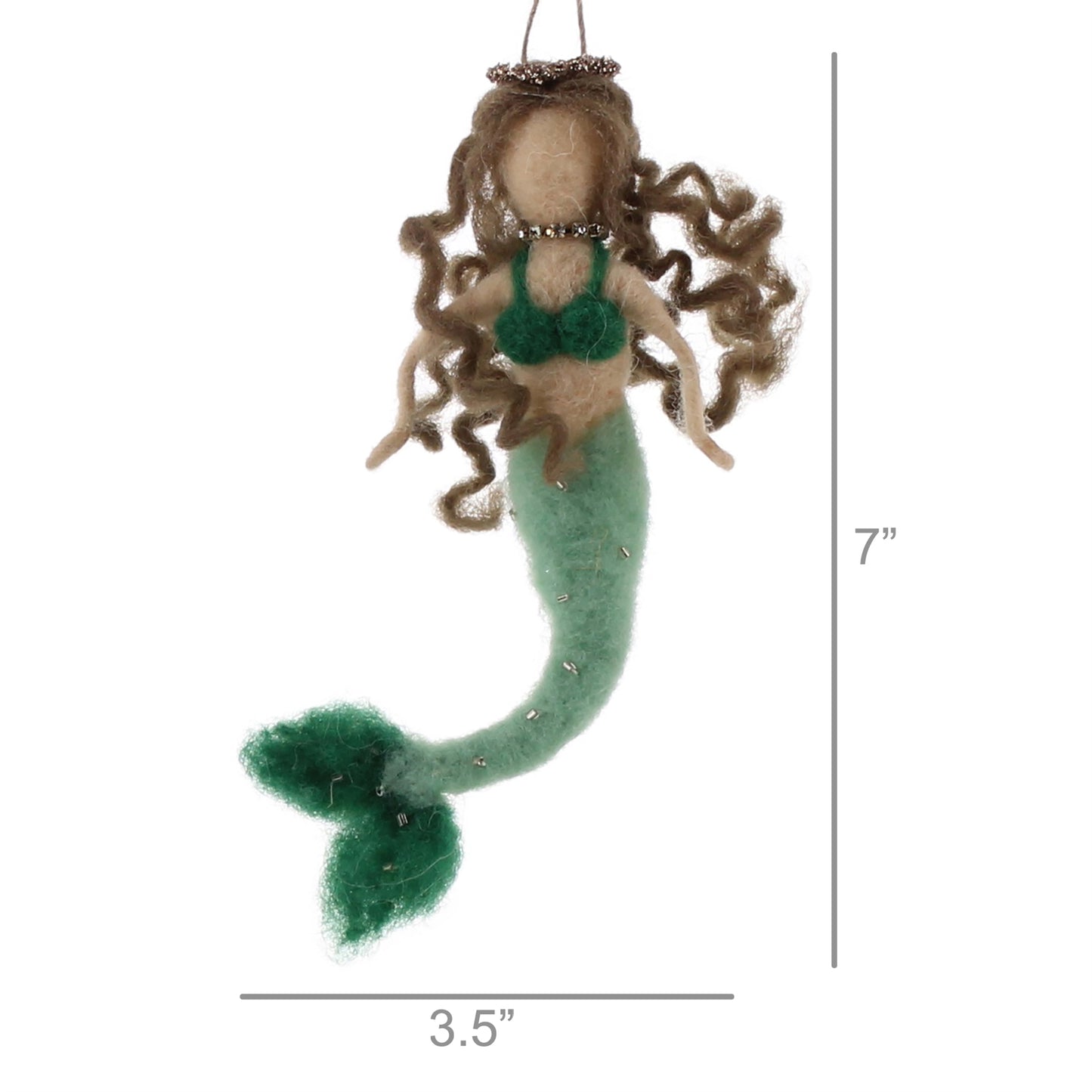 green felt mermaid christmas ornament