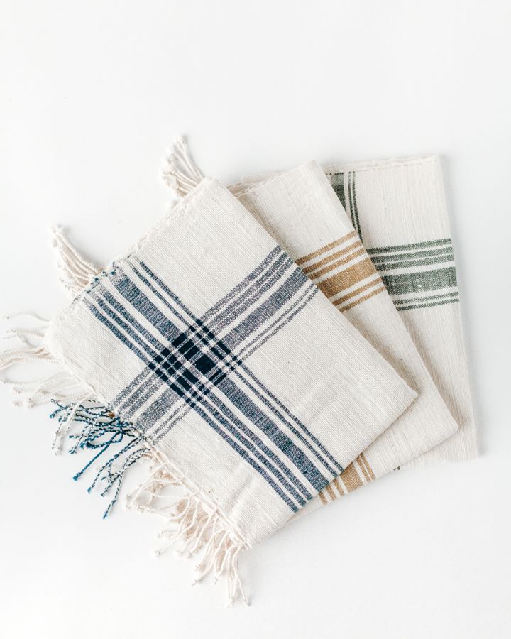 three plaid hand towels
