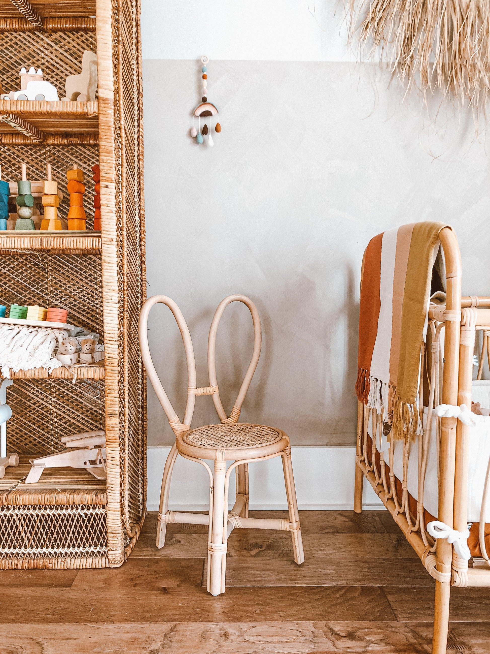 rattan chair in a kids room