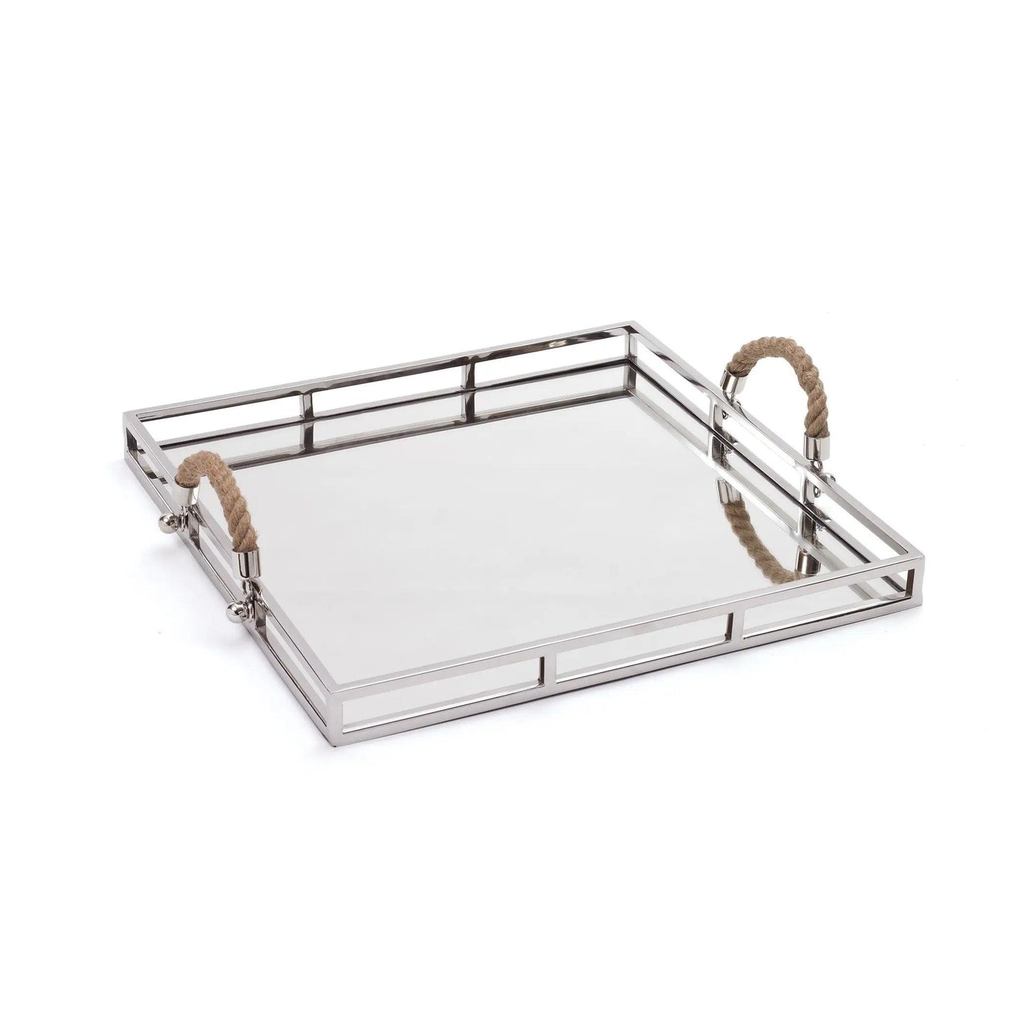 square mirror tray with rope handles
