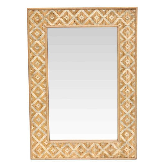 Rattan rectangle mirror