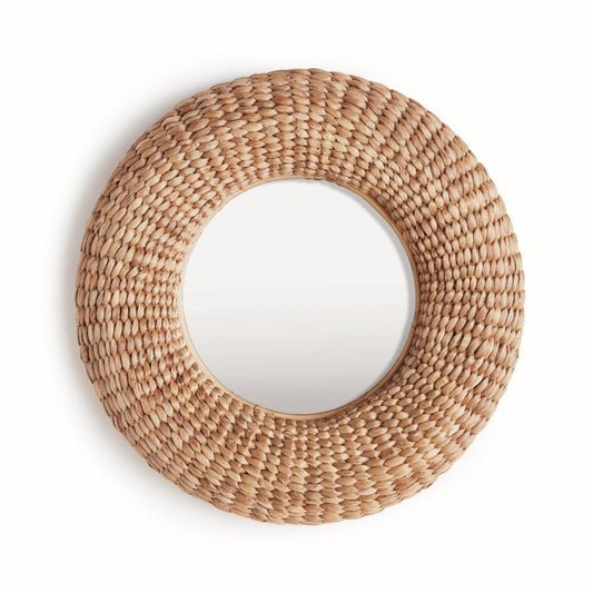 round woven wall mirror
