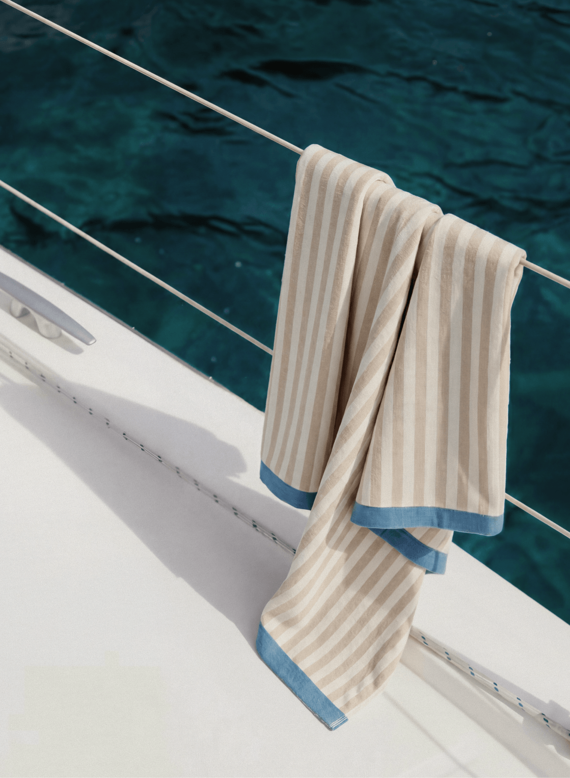 Serena Reversible Stripe Beach Towel - Coastal Cotton Beach Towel, Beach House Bathroom & Outdoor Decor