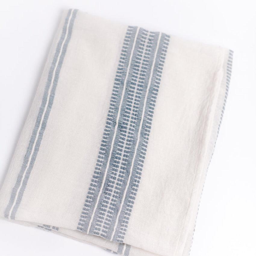 Blue and white swaddle blanket