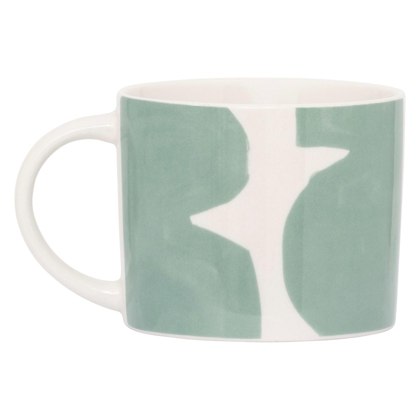 White and green mug