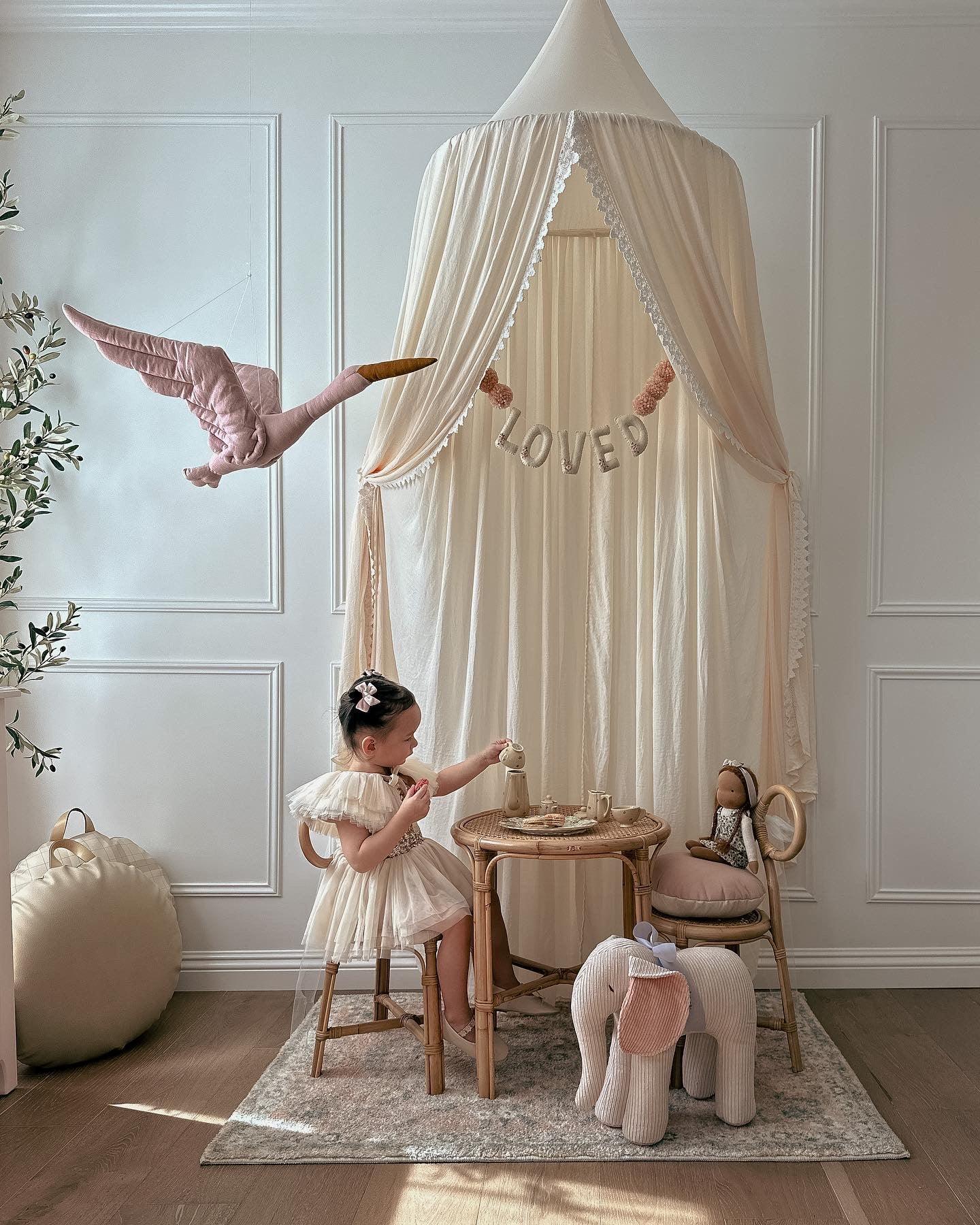 kids room with rattan furniture