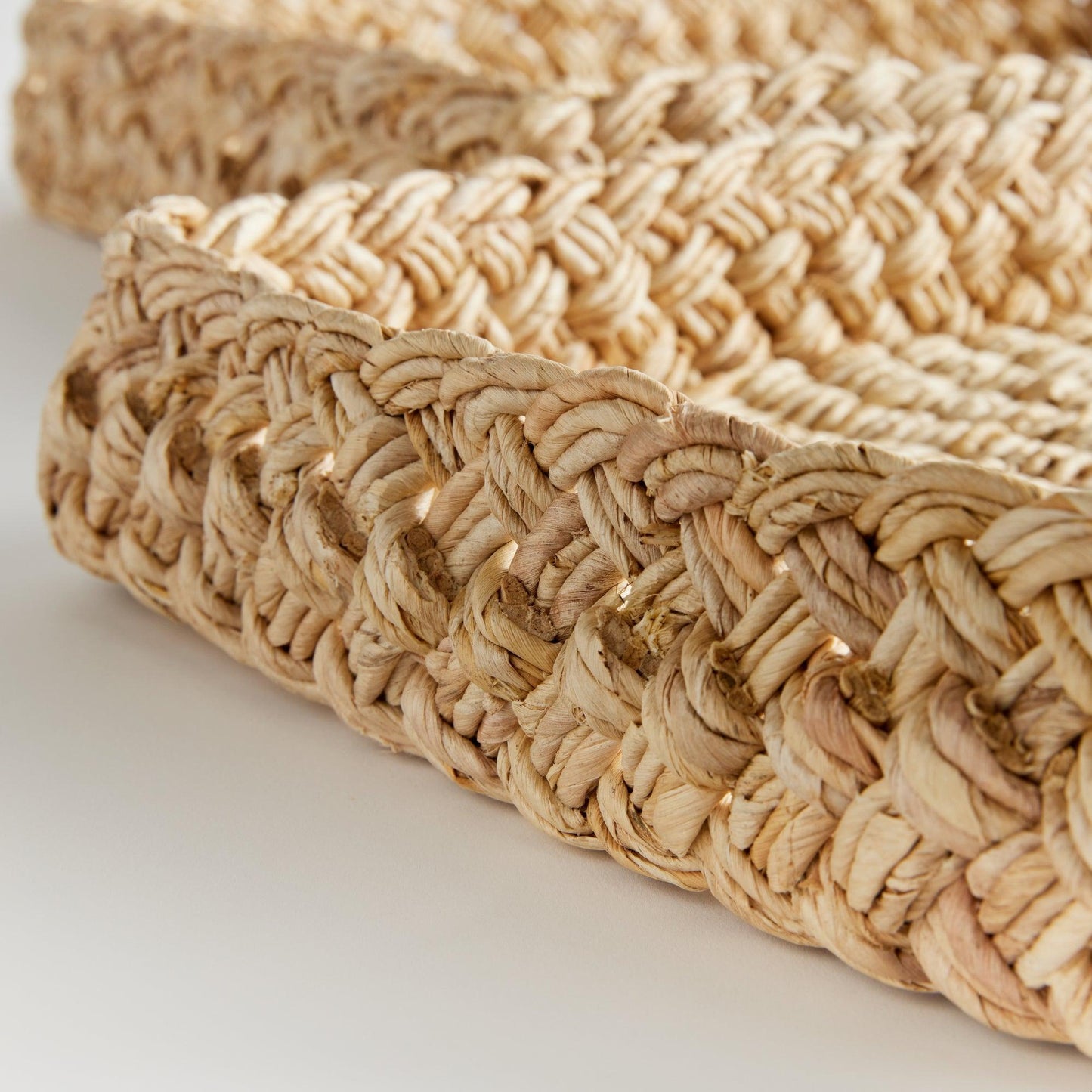 close up of braided tray