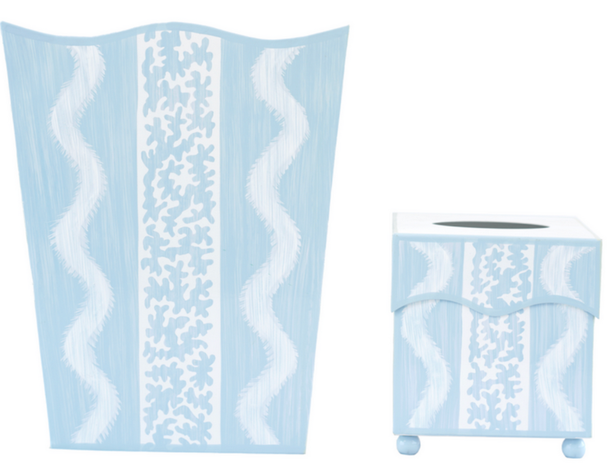 Blue Ikat Wastepaper Basket & Tissue (2 Options)