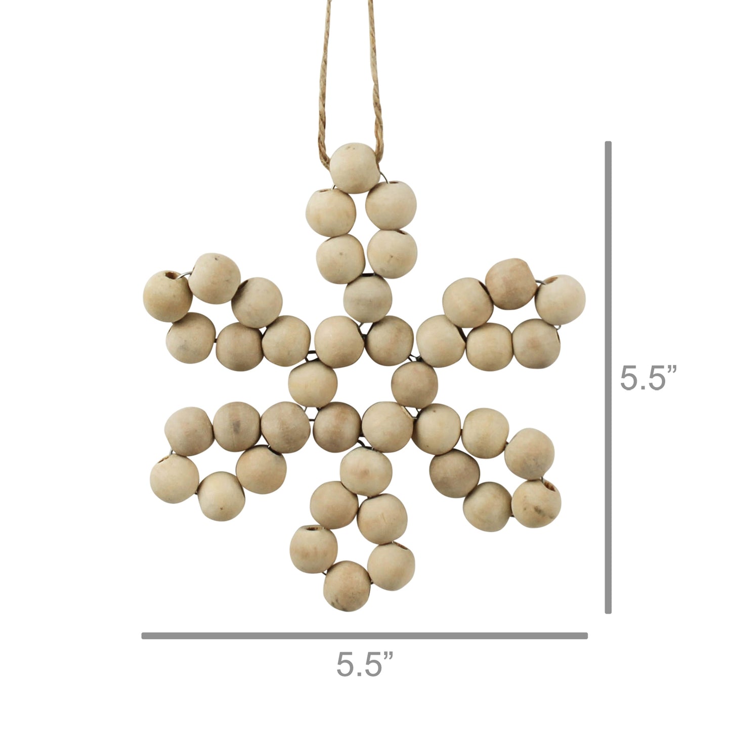 measurement of wooden bead snowflake christmas ornament