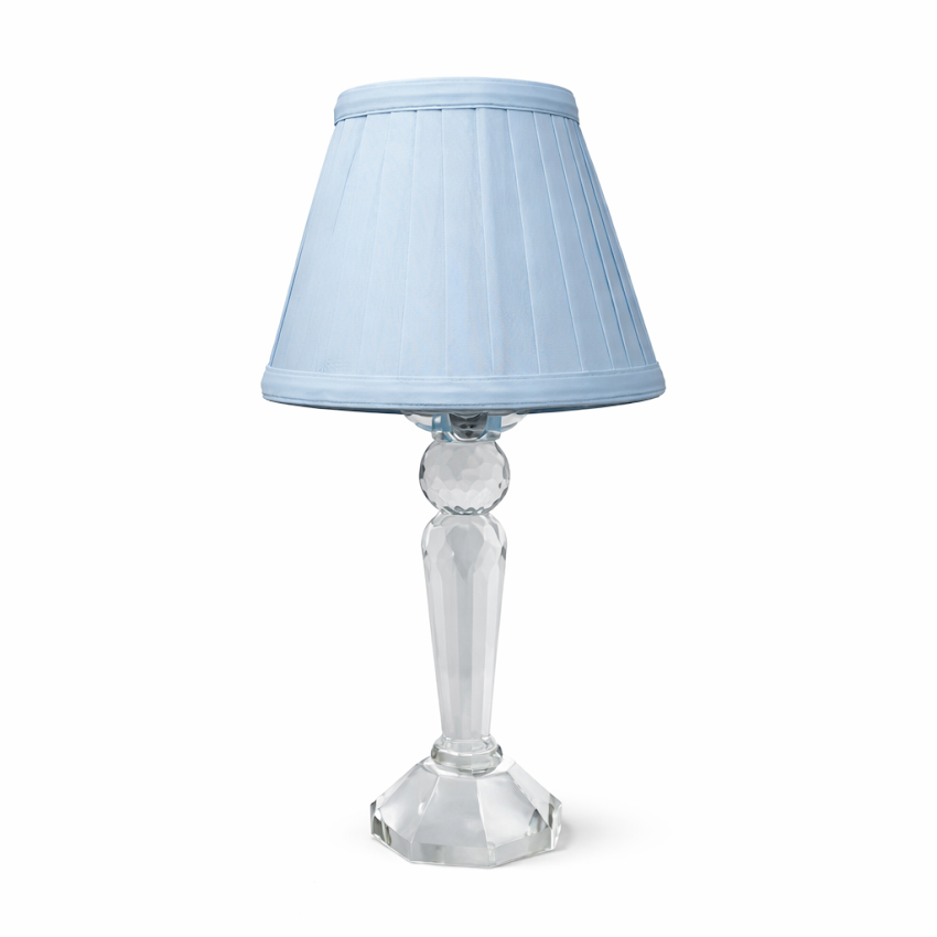 Round Crystal Rechargeable Lamp with Blue Shade