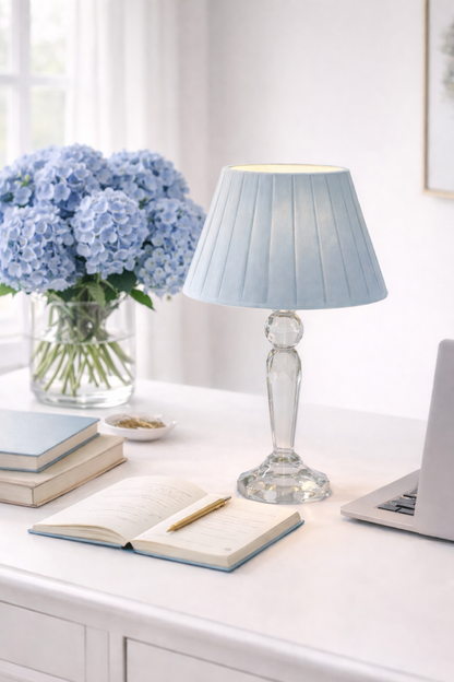 Round Crystal Rechargeable Lamp with Blue Shade