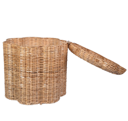 Scalloped Wicker Storage Ottoman