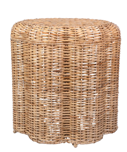 Scalloped Wicker Storage Ottoman